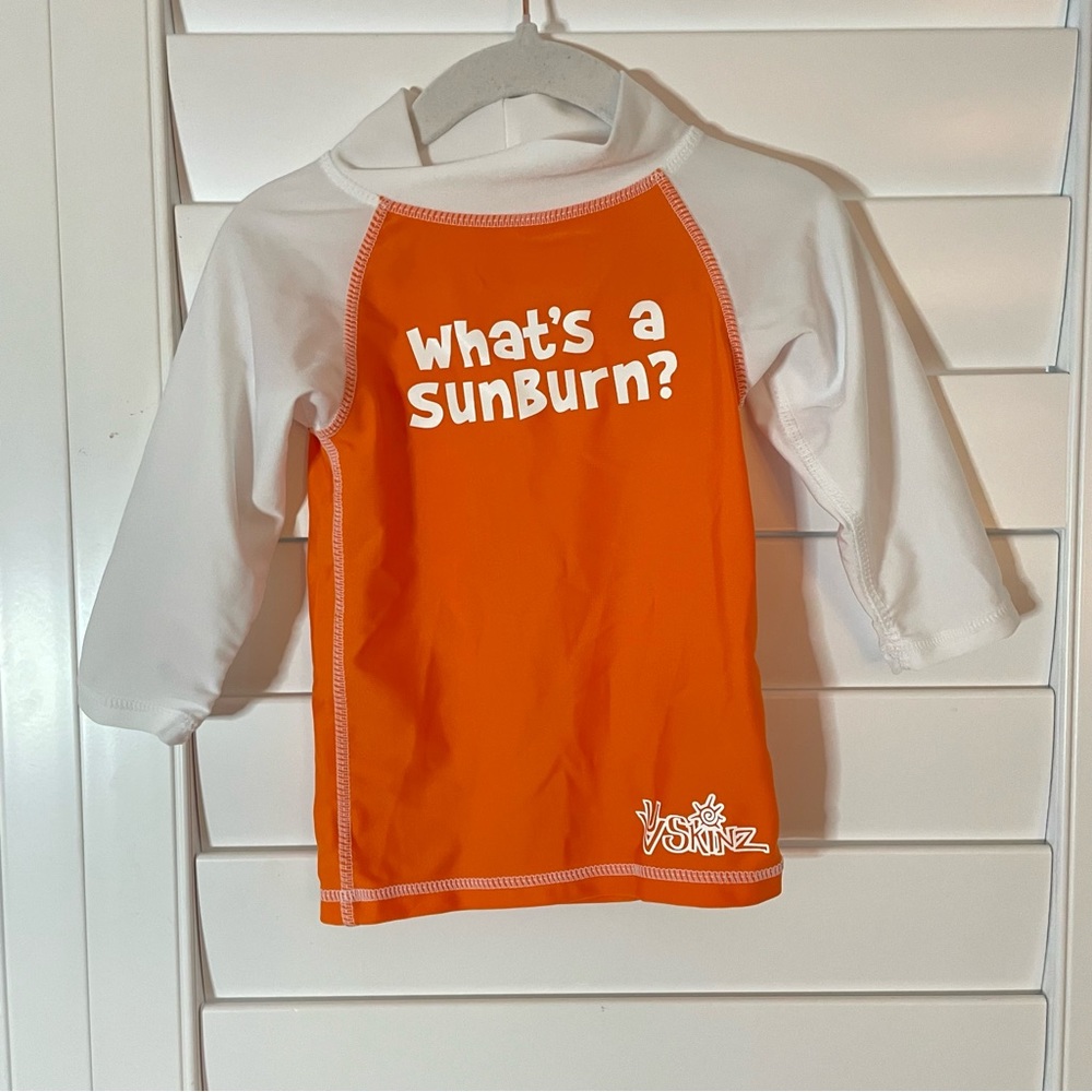 UV Skinz SPF Swimwear Rash guard Orange White Size 12-24 months